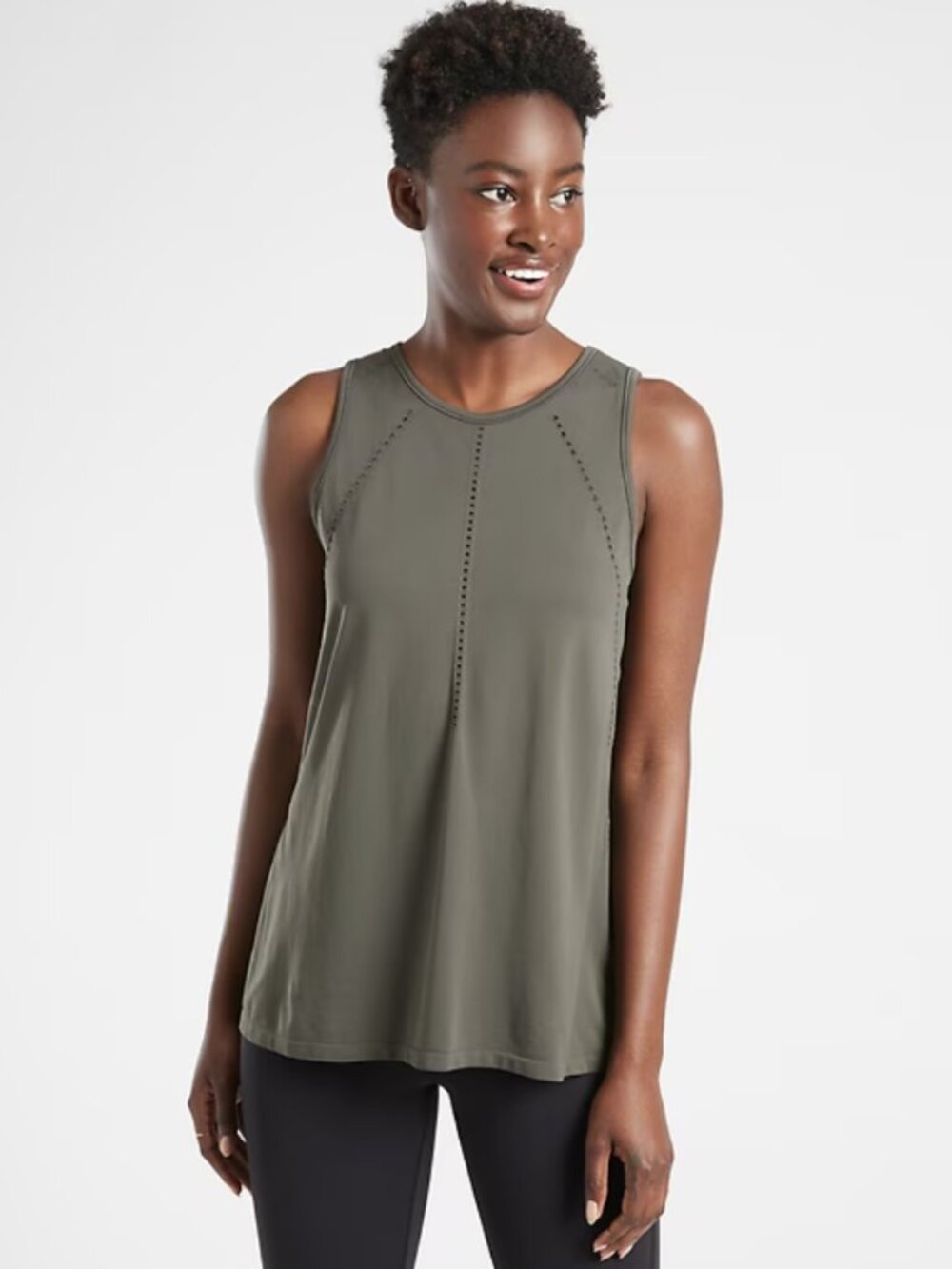 Athleta Foothill Seamless Tank Top -Mountain Olive Size XS